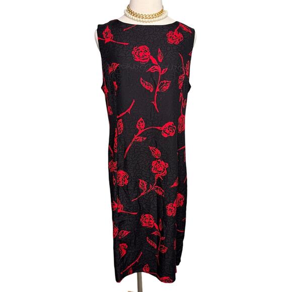 Vintage Liz Claiborne 100% silk abstract rose floral sheath dress size M medium - Picture 1 of 6